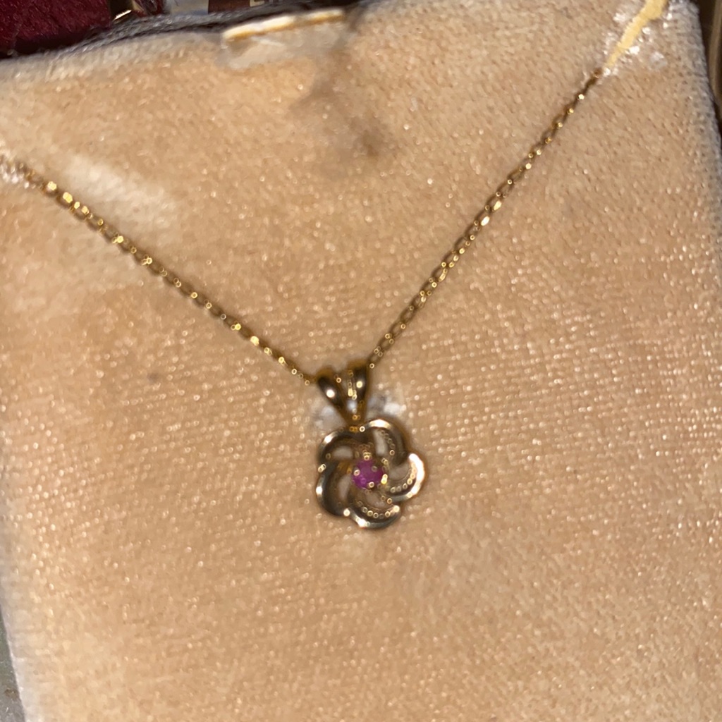 Genuine Ruby Gold Filled Vintage Necklace